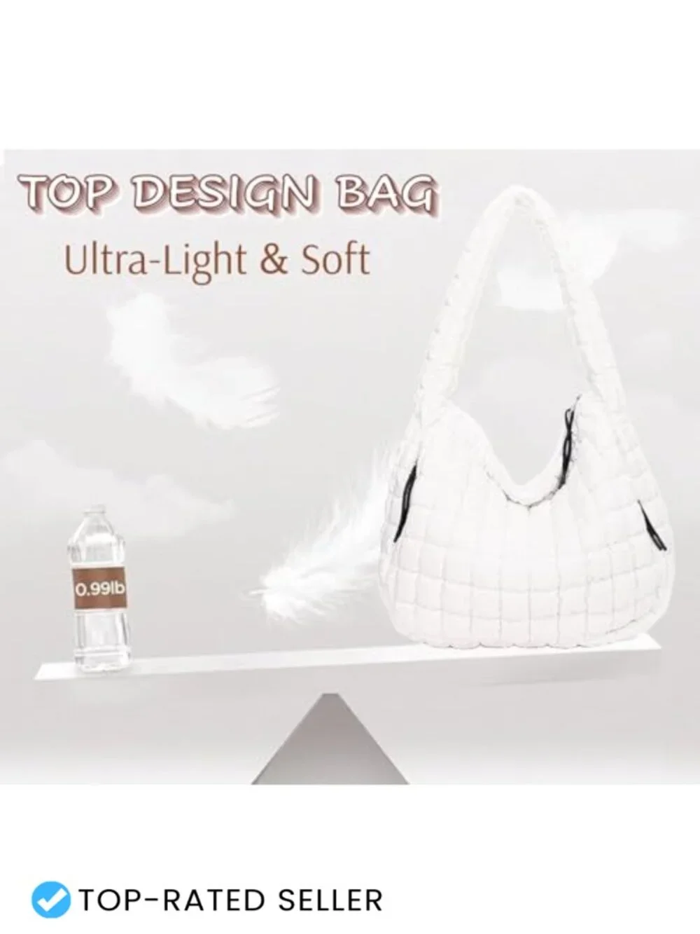 Quilted Puffer Hobo Bag, Large Nylon Crossbody Shoulder Tote
